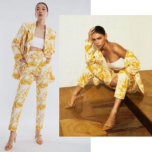 $228‼️BCBGMAXAZRIA Madison Taffeta Slim Trouser Pants High Rise Mustard Tapered